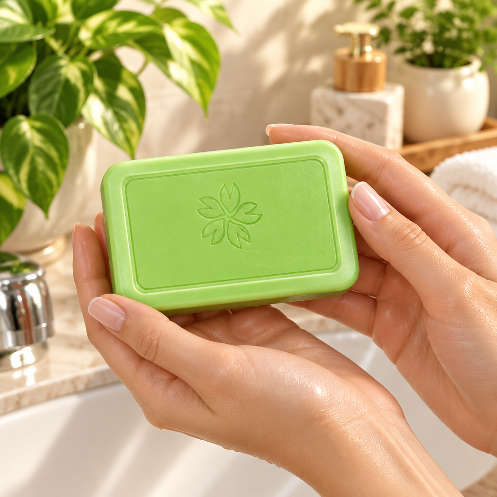 Savon Purifiant à l'Arbre à Thé tenu en mains