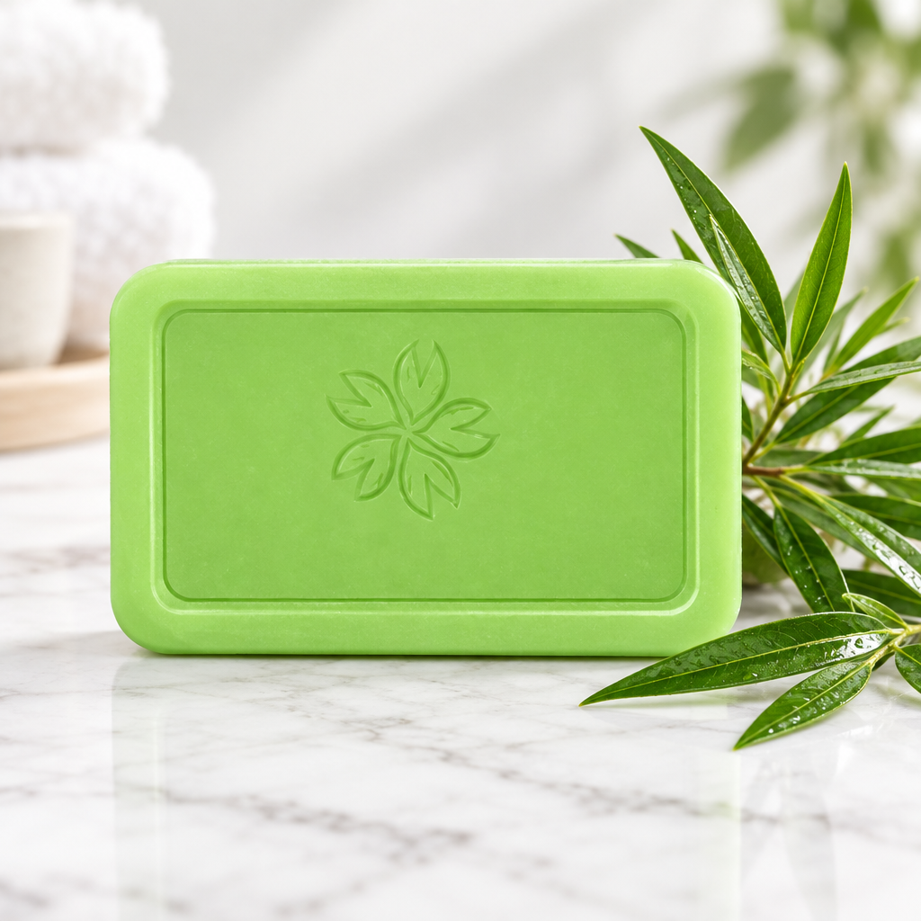 Savon Purifiant à l'Arbre à Thé sur marbre blanc